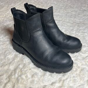 Womens Ugg Loxley Black Nubuck Leather Platform Chelsea Ankle Boots Size 10 M